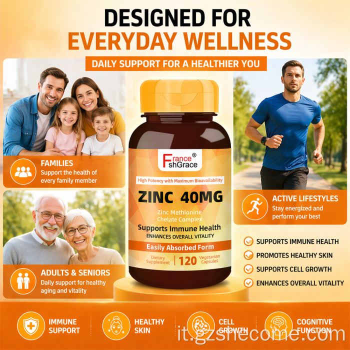 Shecome Zinc Supplement Integratori di vitamina C di zinco immunitario